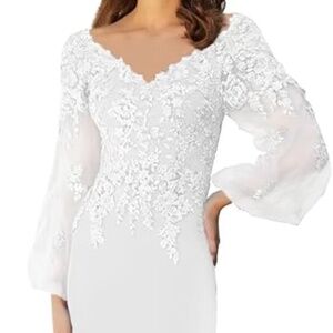 Wedding Dress Long Sleeve Beaded